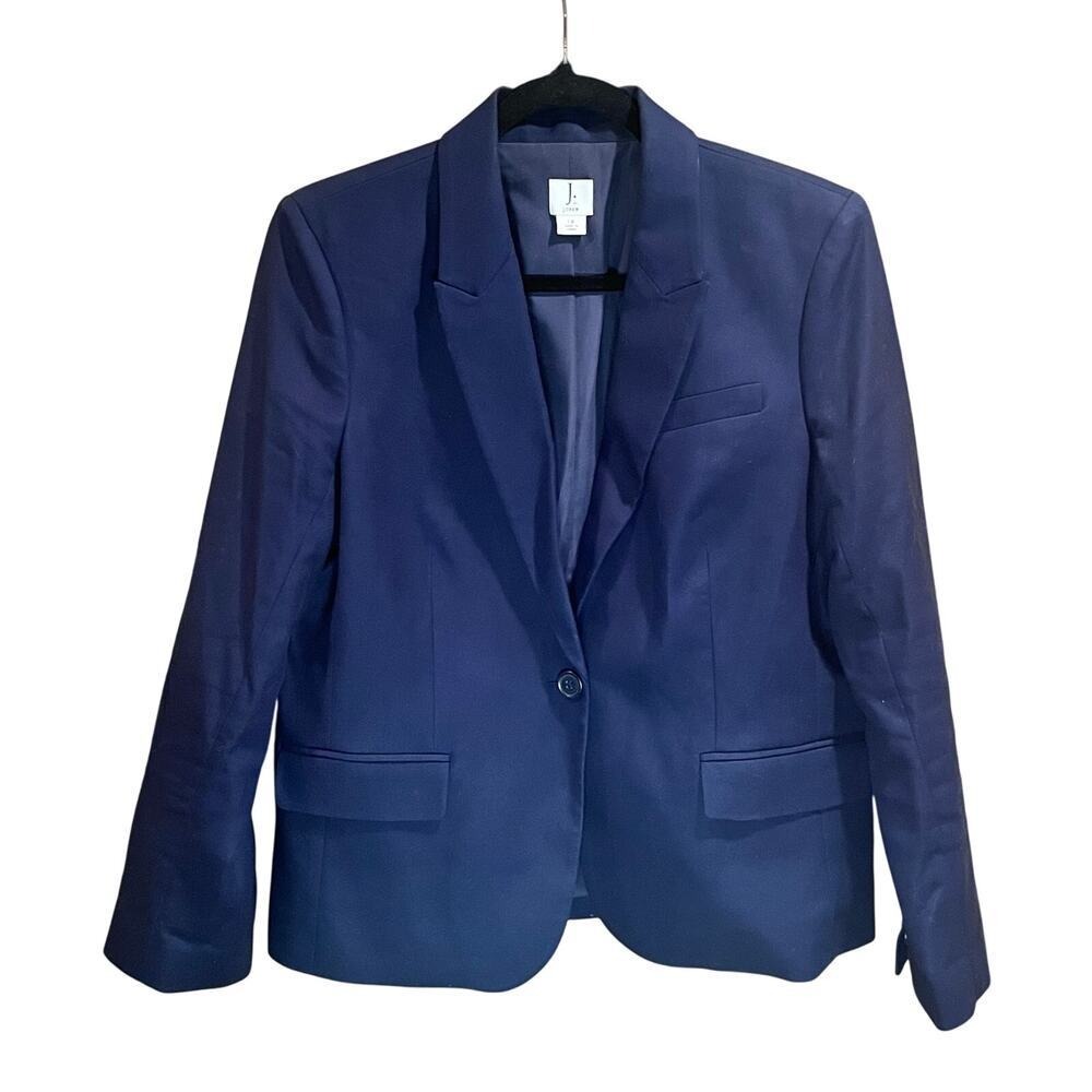 J by J.Crew Navy One Button Blazer Suit 100% Cotton Size‎ M (8-10)* (a- 232)